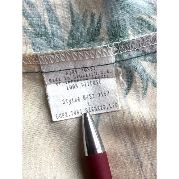 Tori Richard Hawaiian Shirt Mens L Yellow Palm Print Viscose Cocktail Aloha Dsgn - Picture 7 of 8